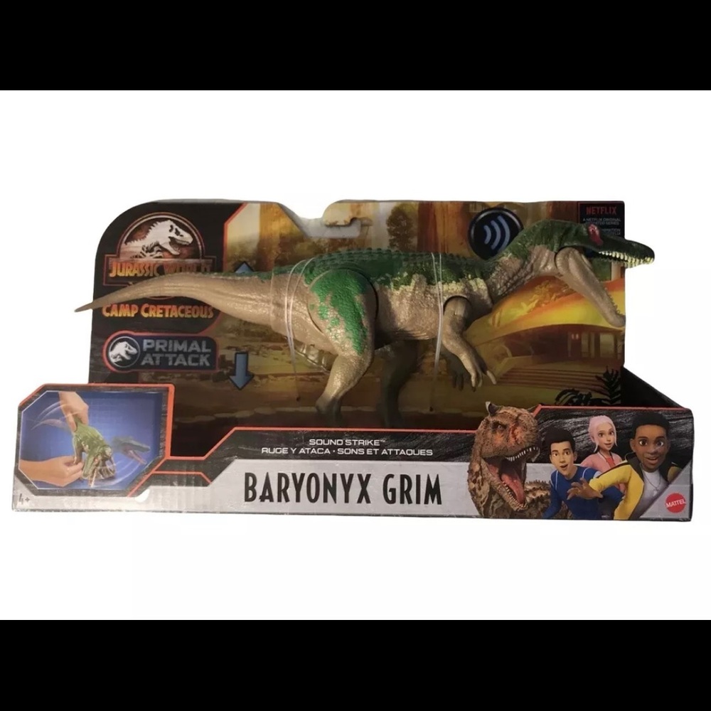JURASSIC WORLD PARK Camp Cretaceous BARYONYX GRIM Primal Attack Dinosaur SOUND!!